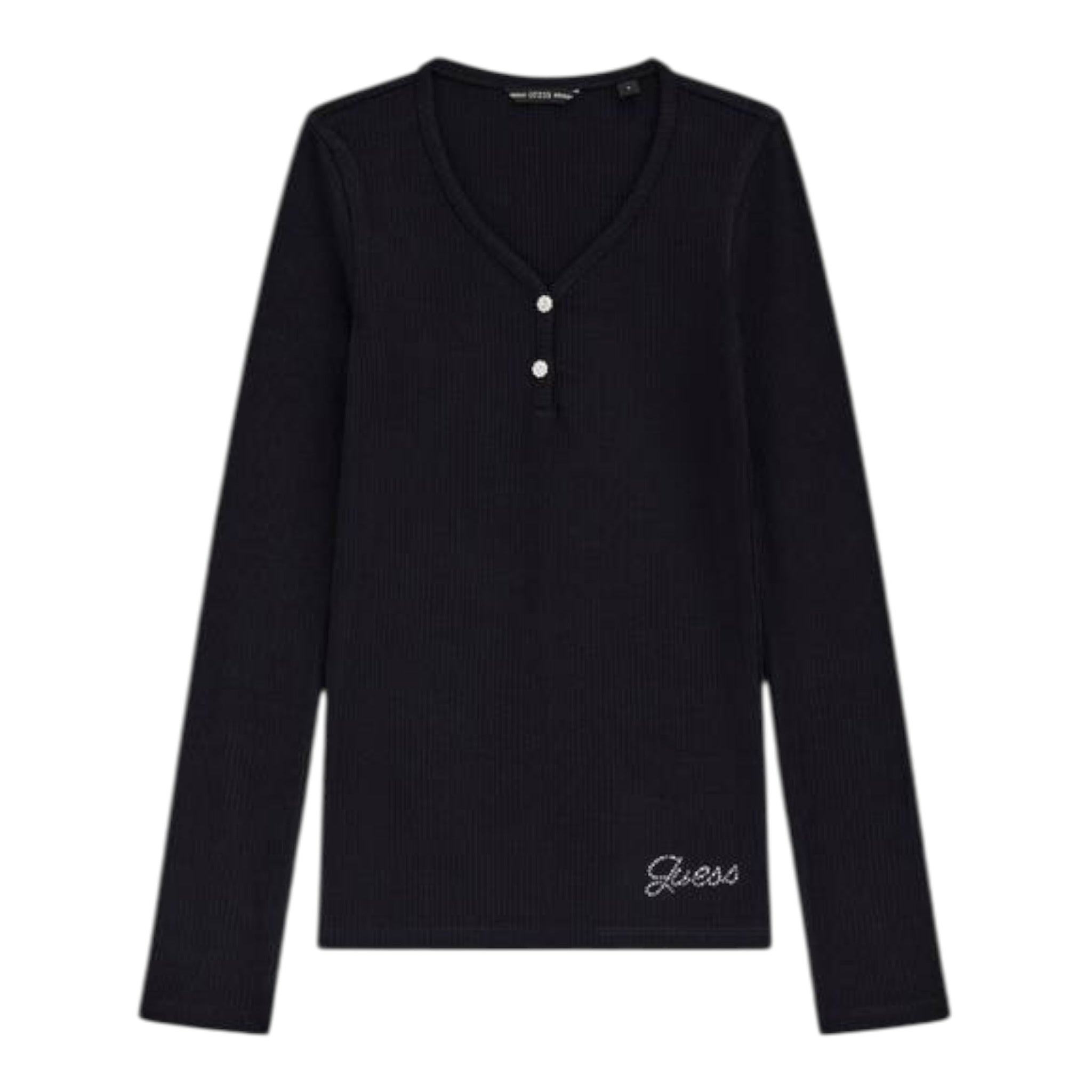 Guess Maglia tinta unita con Bottoni Nero per Bambina J5YP02KBCO2 NERO GUESS 