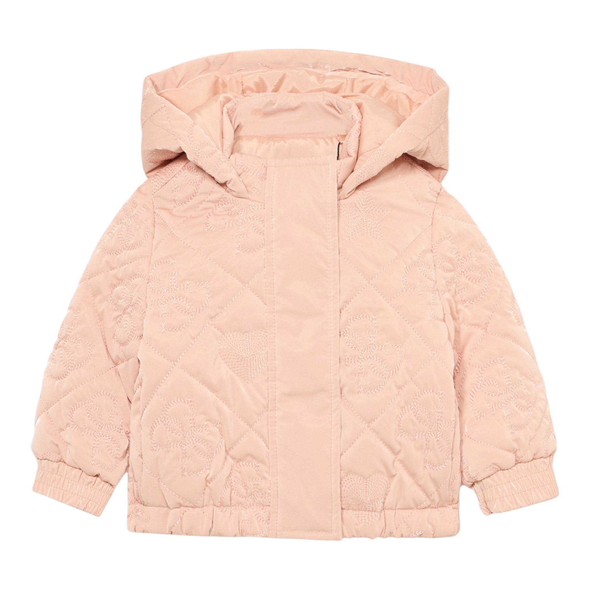 Guess Giubbino tinta unita con Zip E Cappuccio Rosa per Neonata K5BL03W3080 ROSA GUESS 