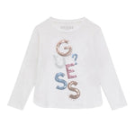 Guess Shirt Girocollo tinta unita con Paillettes Bianco per Neonata K5YI26KAPO0 BIANCO GUESS 