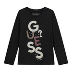 Guess Shirt Girocollo tinta unita con Paillettes Nero per Neonata K5YI26KAPO0XN NERO GUESS 
