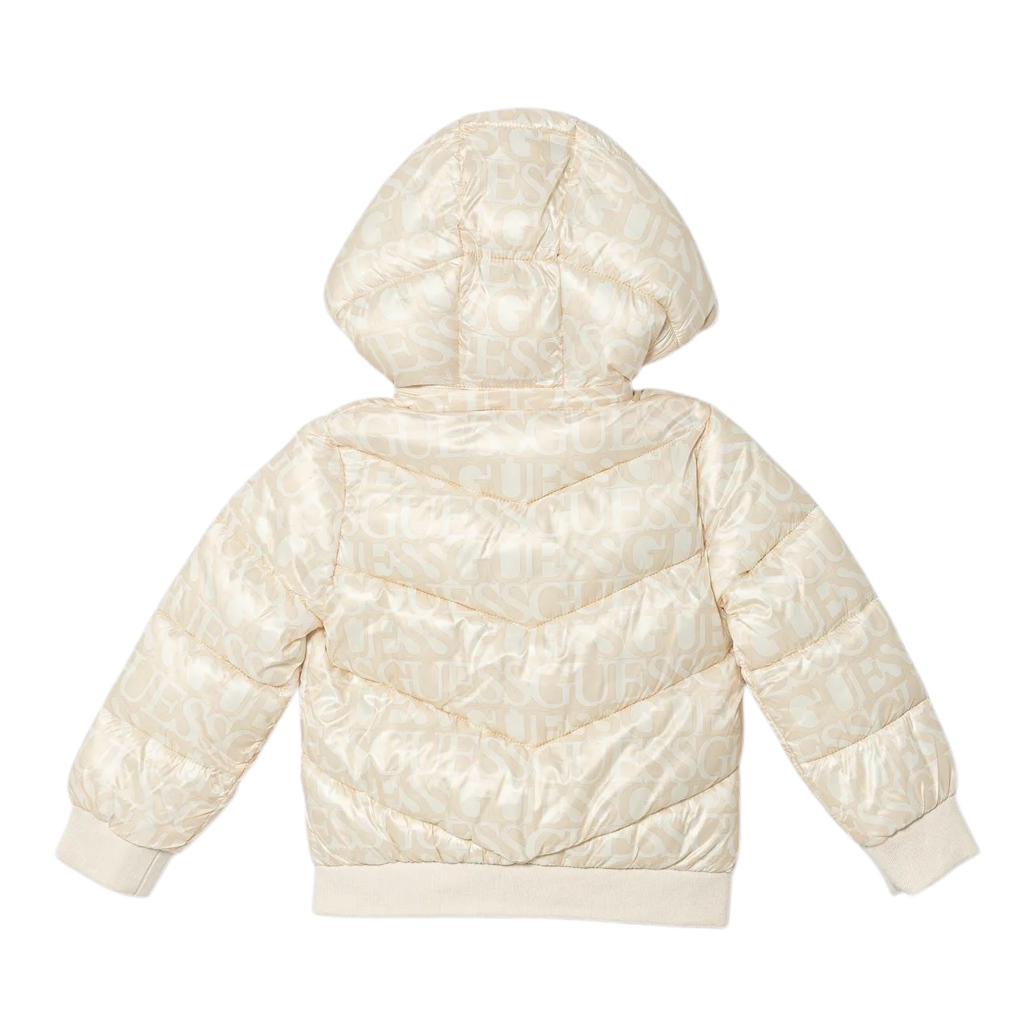 Guess Giubbino tinta unita con Zip Cappuccio E Fantasia Beige per Bambina K5YL02WEGY0J BEIGE GUESS 