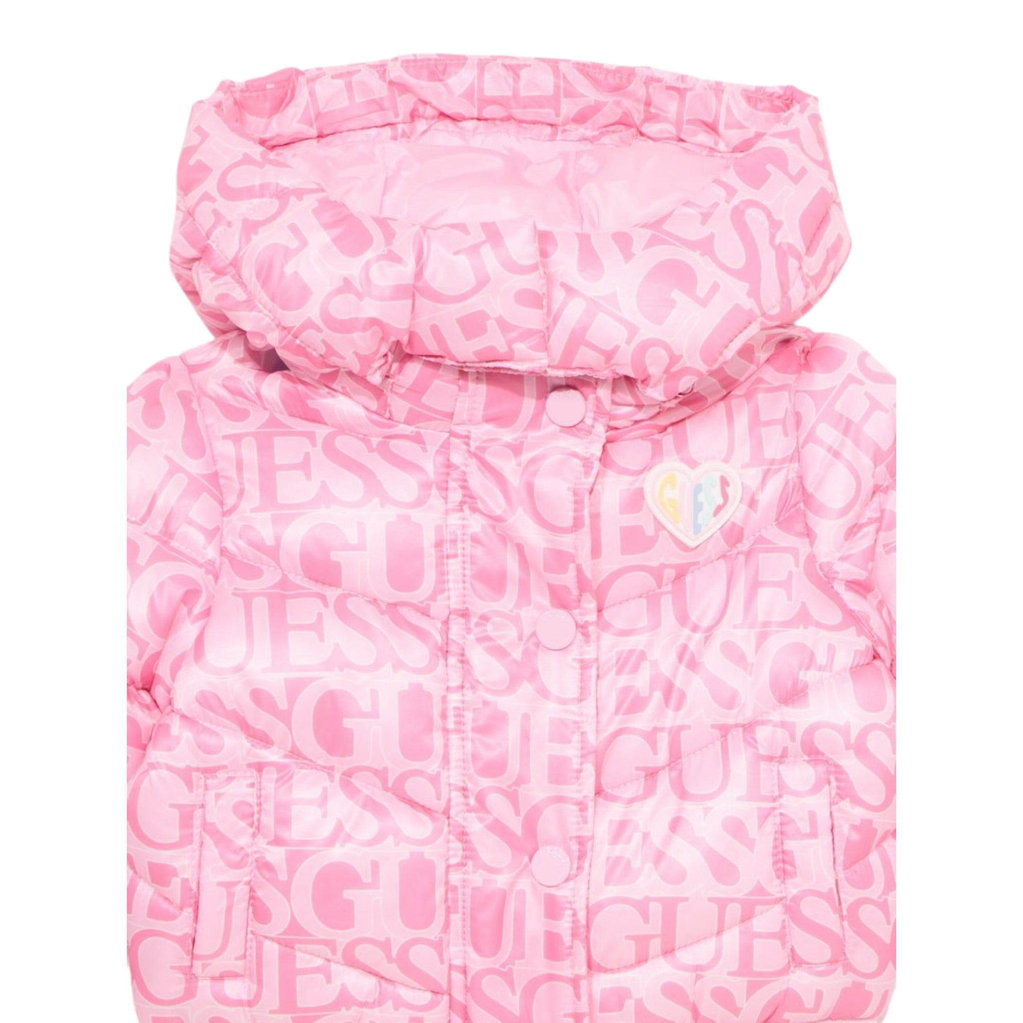 Guess Giubbino tinta unita con Zip Cappuccio E Fantasia Fuxia per Bambina K5YL02WEGY0X FUXIA GUESS 