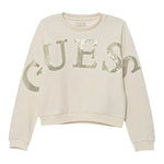 Guess Felpa Chiusa Girocollo tinta unita con Paillettes Panna per Neonata K5YQ09KAV34XN PANNA GUESS 