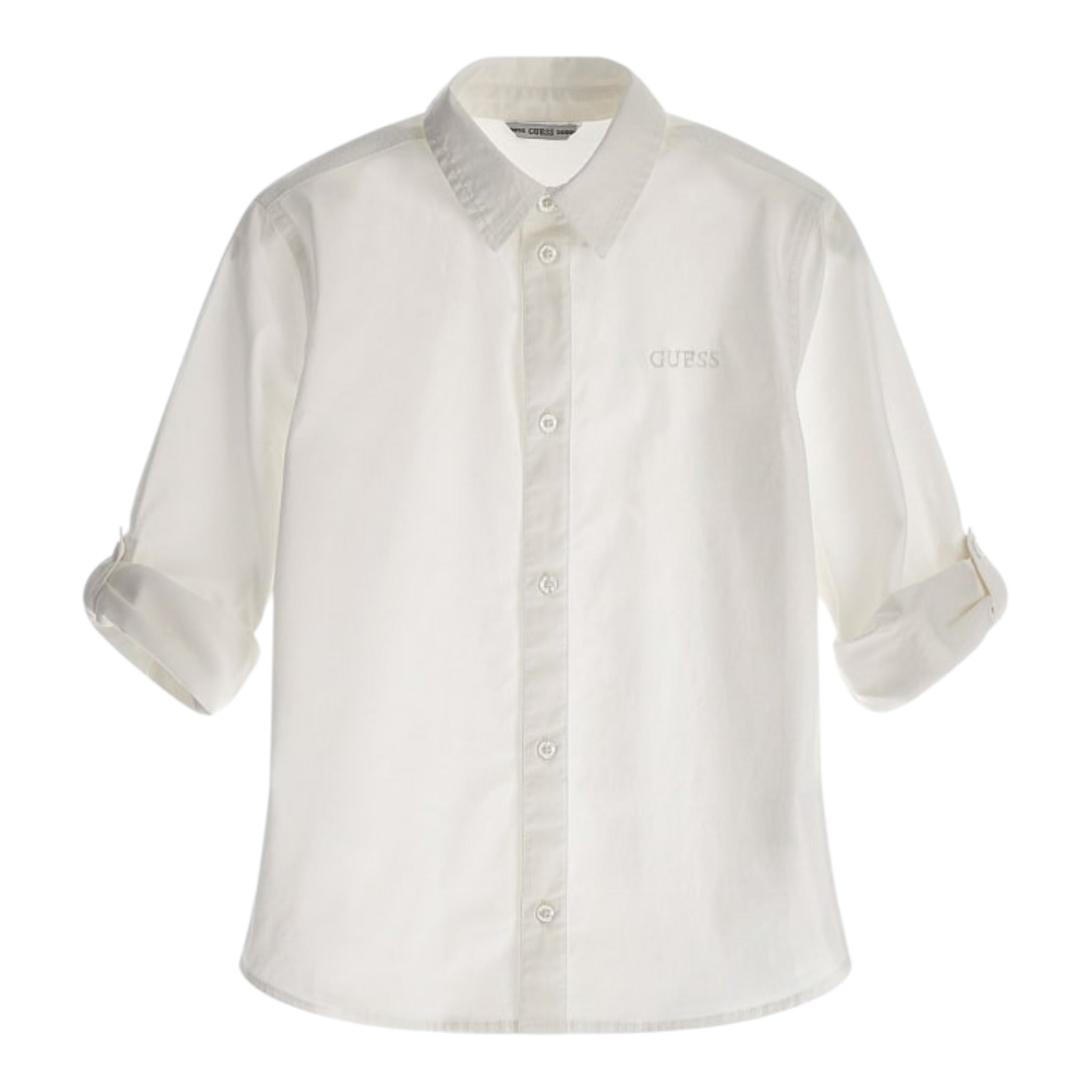 Guess Camicia tinta unita con Logo Bianco per Bambino L3YH04WE5W0 BIANCO GUESS 