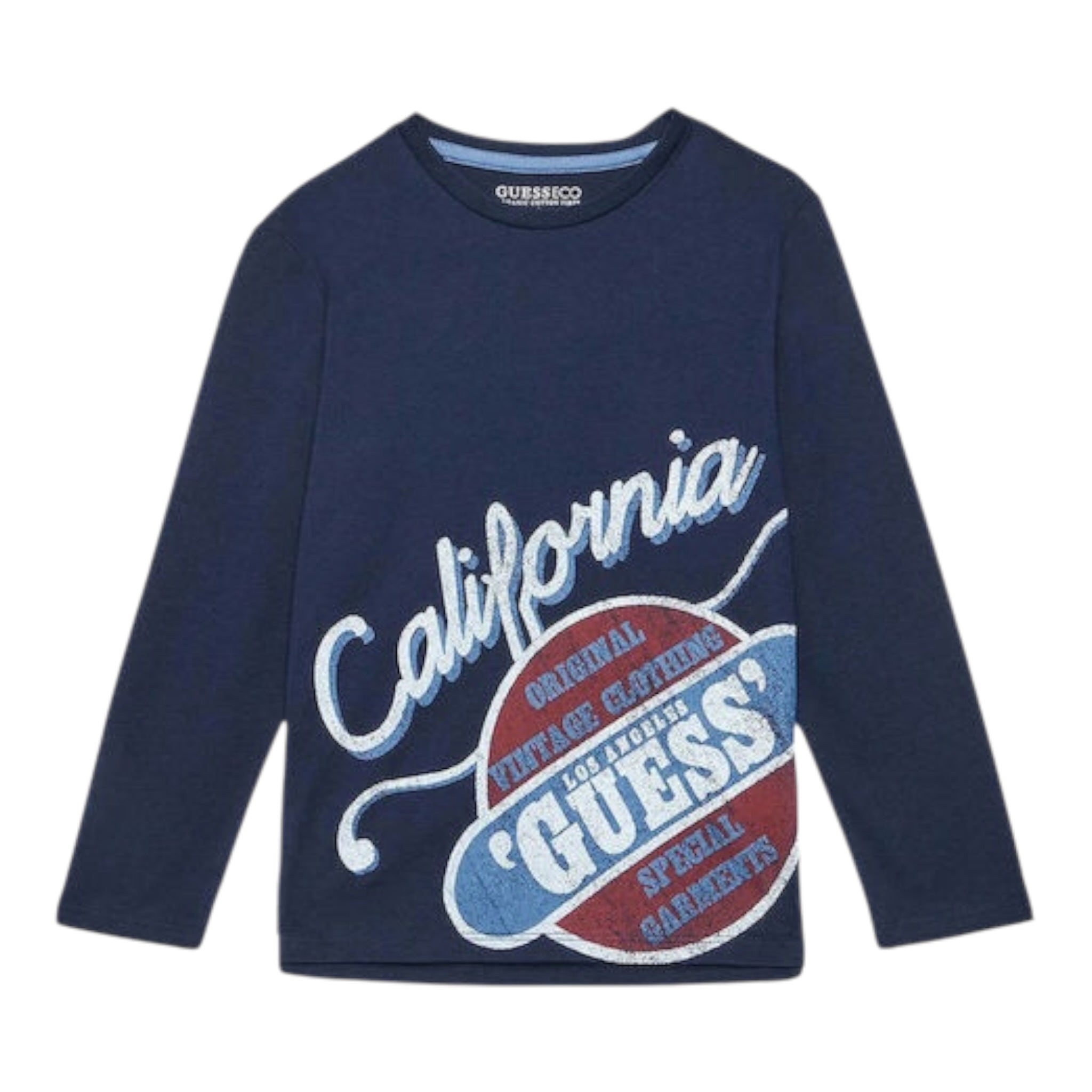 Guess Shirt tinta unita Girocollo con Stampa Blu per Bambino L5YI26K8HM4 BLU GUESS 
