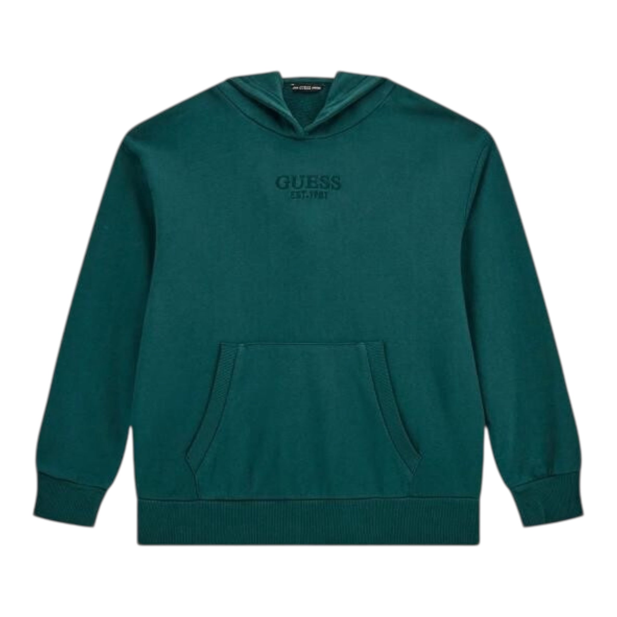 Guess Felpa Chiusa con Cappuccio tinta unita Verde per Bambino L5YQ25KAV34 VERDE GUESS 