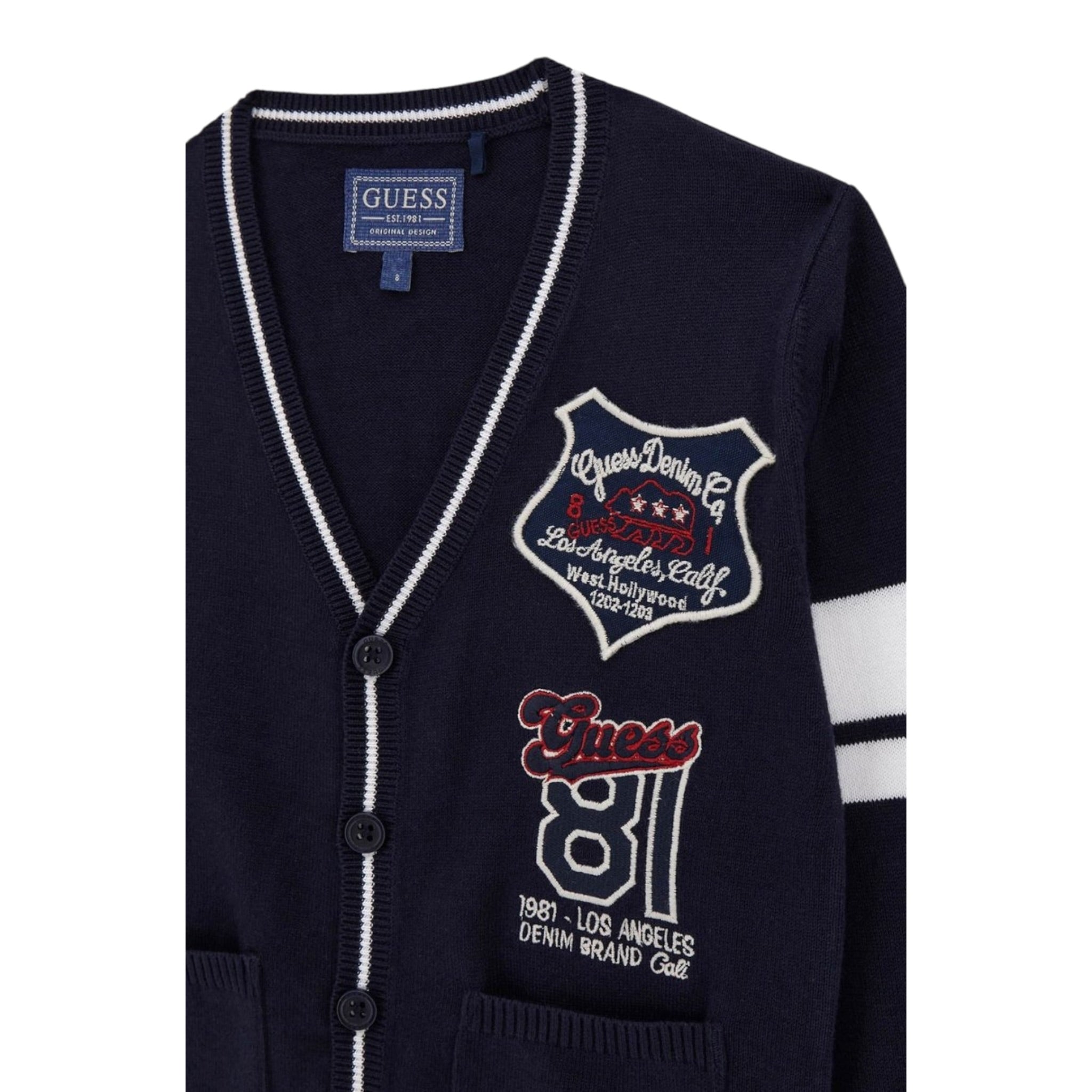 Guess Cardigan tinta unita con Logo Blu per Bambino L5YR05Z0140 BLU GUESS 