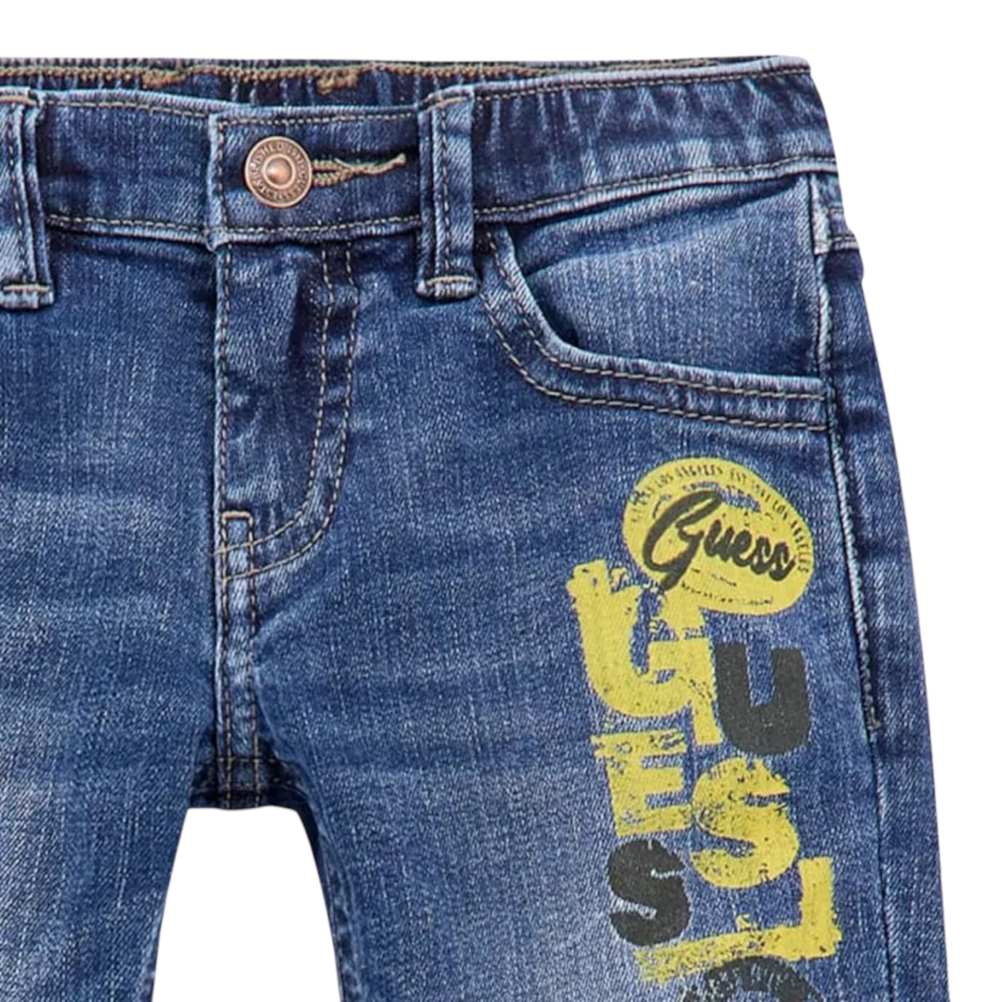 Guess Jeans tinta unita con Elastico In Vita Blu per Bambino N5BA00D46T0 BLU GUESS 