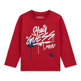 Guess Shirt tinta unita con Stampa Rosso per Bambino N5BI02I3Z14X ROSSO GUESS 