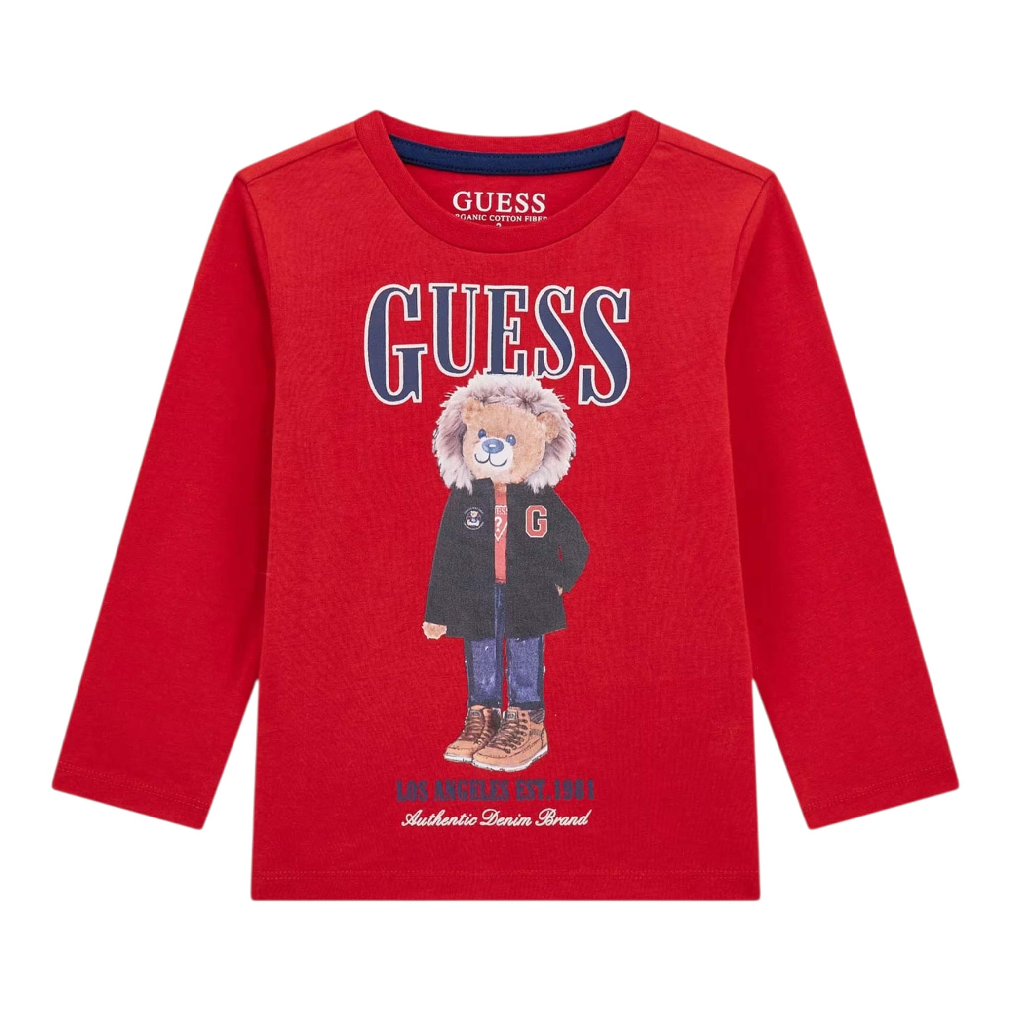 Guess Shirt tinta unita Girocollo con Stampa Rosso per Neonato N5BI04I3Z14 ROSSO GUESS 