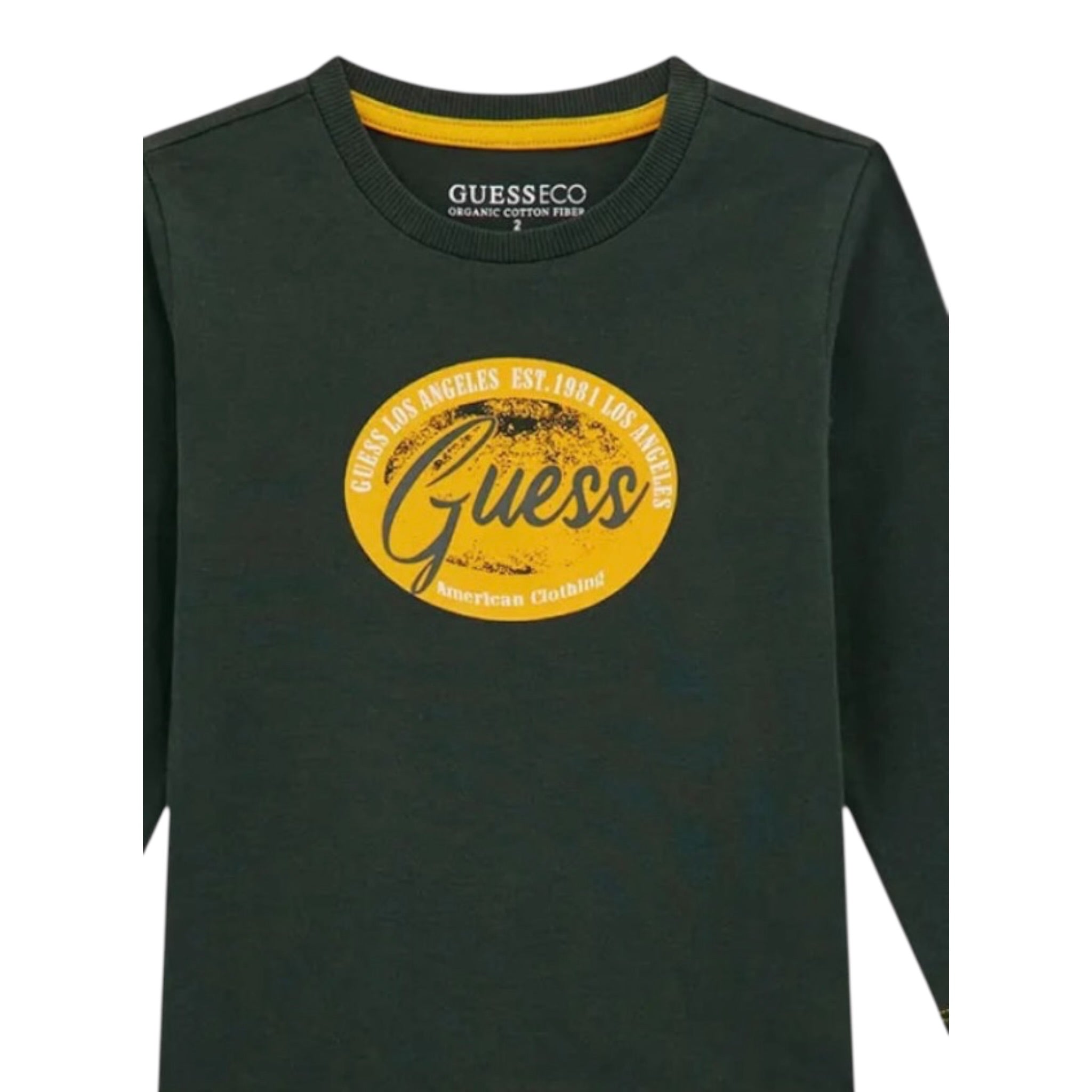 Guess Shirt tinta unita Girocollo con Stampa Verde per Bambino N5BI11I3Z14XXJ VERDE GUESS 