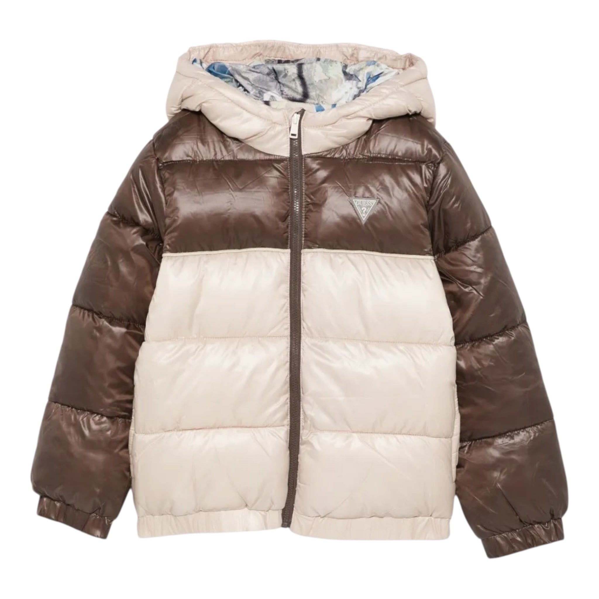 Guess Giubbino Bicolore con Zip E Cappuccio Beige per Bambino N5YL00WEGY00J BEIGE GUESS 