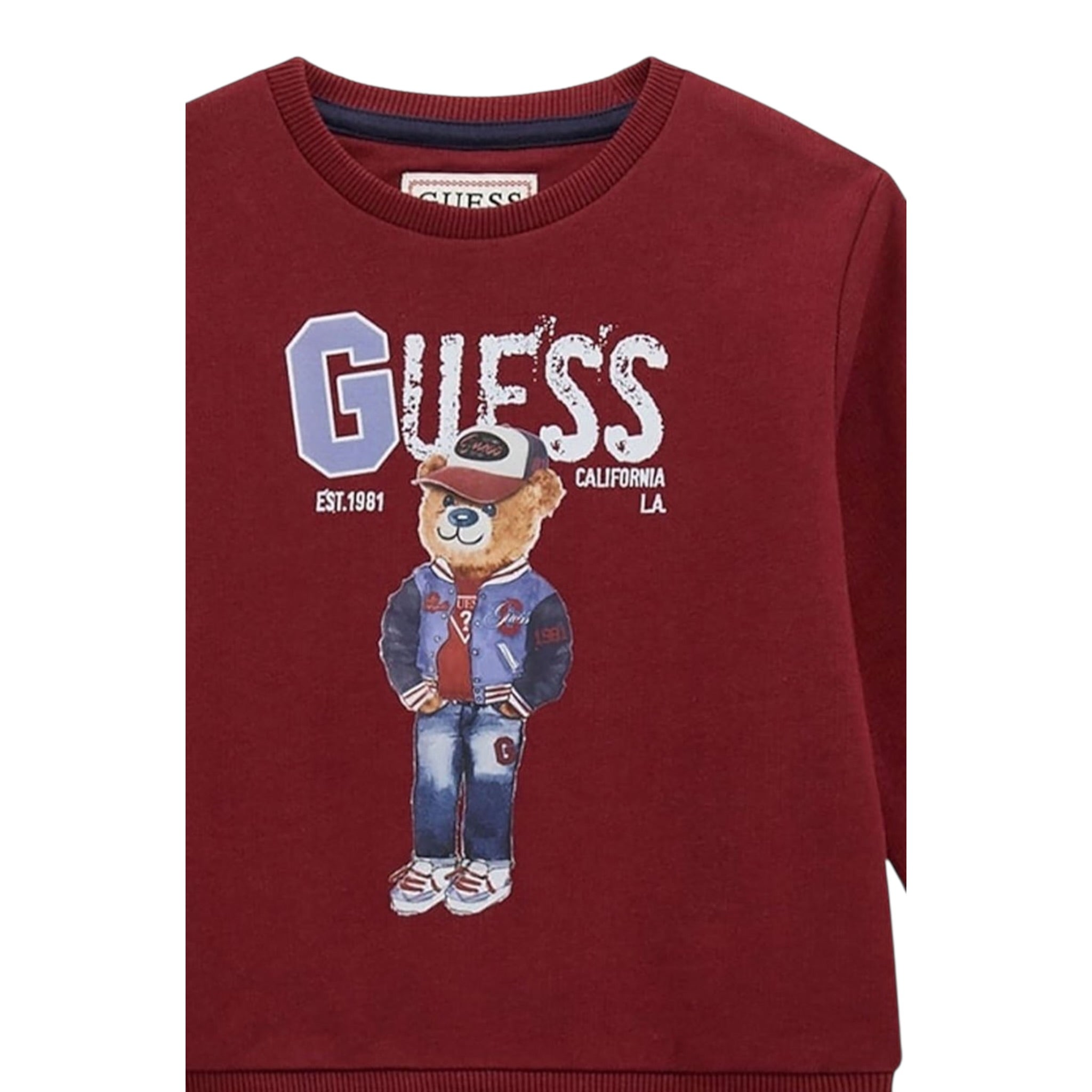 Guess Felpa Chiusa Girocollo tinta unita Bordeaux per Neonato N5YQ05KAD74 BORDEAUX GUESS 