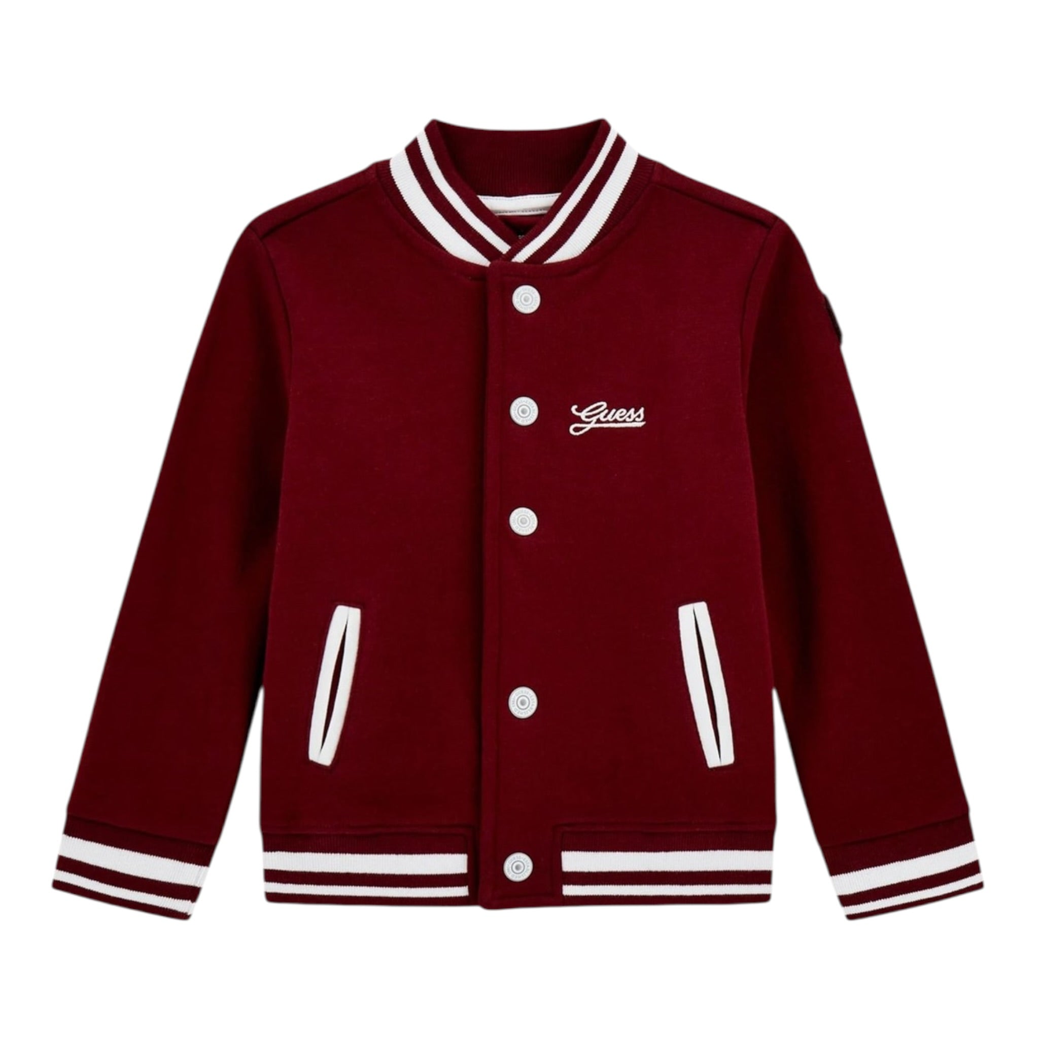 Guess Giubbino Modello College tinta unita con Profili In Contrasto Bordeaux per Neonato N5YQ10K0160 BORDEAUX GUESS 