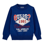 Guess Maglia Girocollo tinta unita con Ricami Blu per Neonato N5YR03Z2VV0X BLU GUESS 