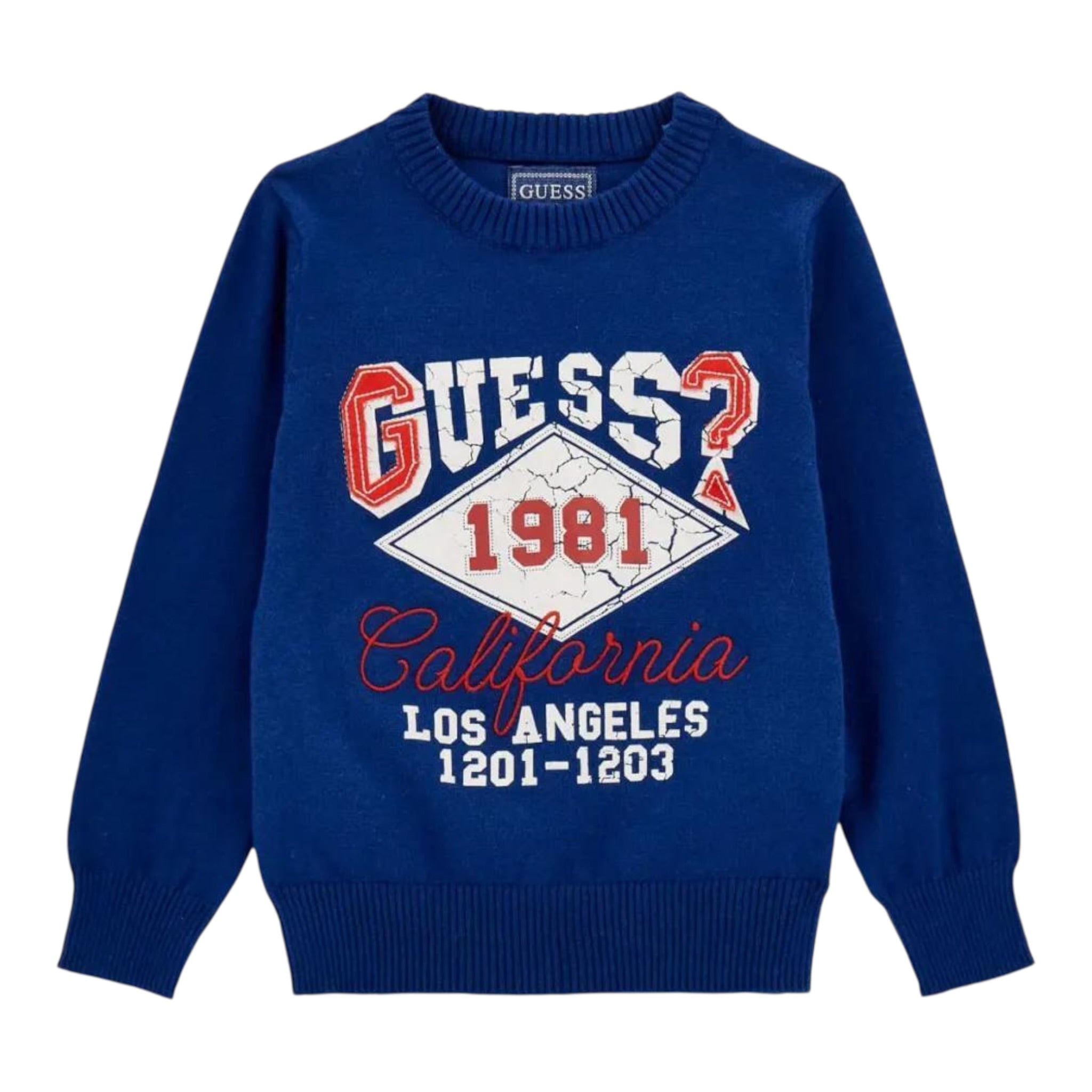 Guess Maglia Girocollo tinta unita con Ricami Blu per Neonato N5YR03Z2VV0X BLU GUESS 