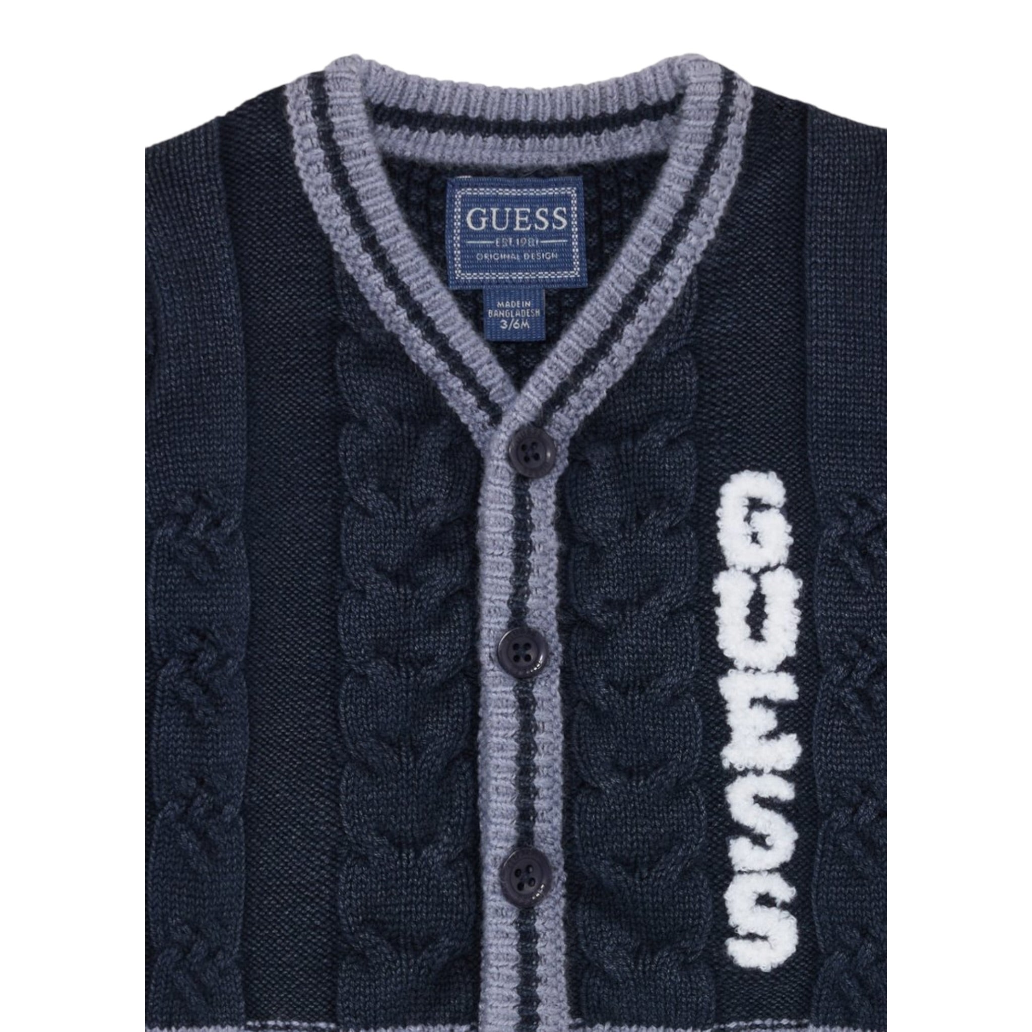 Guess Cardigan tinta unita con Logo Blu per Neonato N5YR04Z3FE0 BLU GUESS 