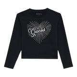 Guess Shirt Girocollo tinta unita con Brillantini Nero per Bambina SHITGGU NERO GUESS 