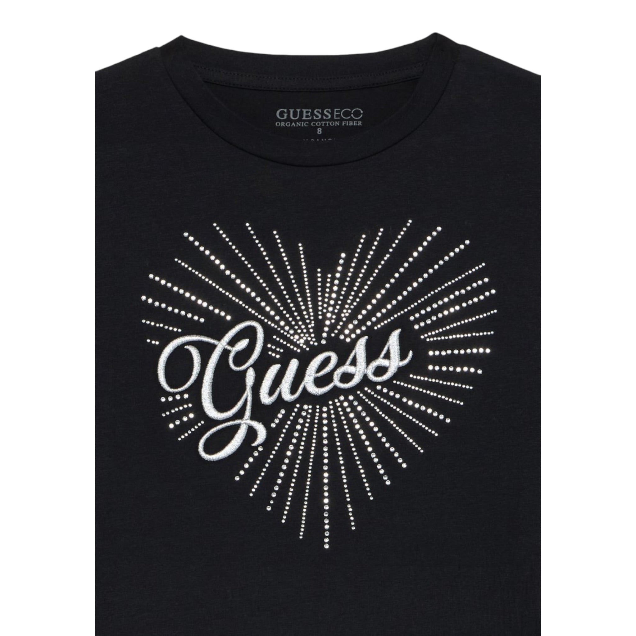 Guess Shirt Girocollo tinta unita con Brillantini Nero per Bambina SHITGGU NERO GUESS 