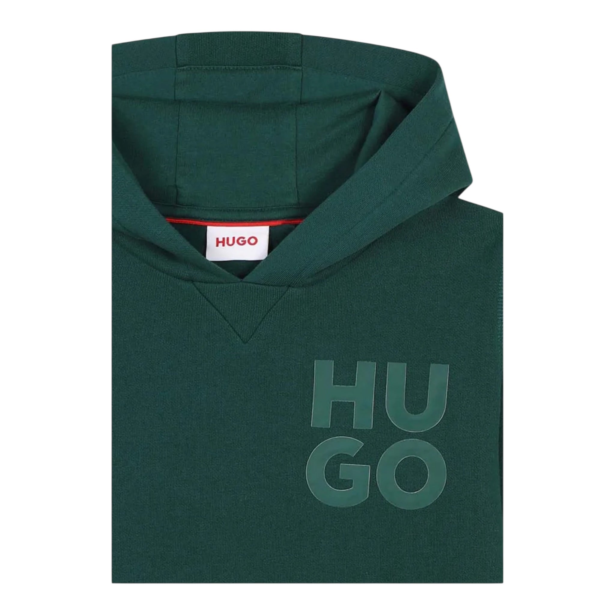 Hugo Felpa tinta unita con Cappuccio E Stampa Verde per Bambino G00164 VERDE HUGO 