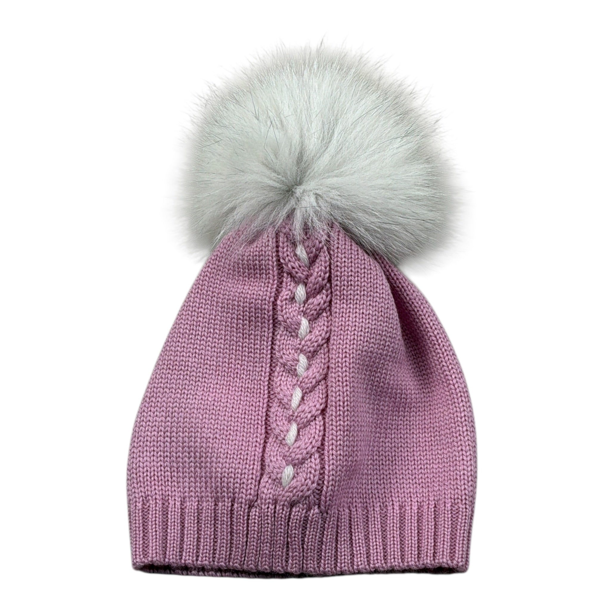 I Delfi Cappello tinta unita con Pon Pon Rosa per Neonata 24A4064 ROSA I DELFI 