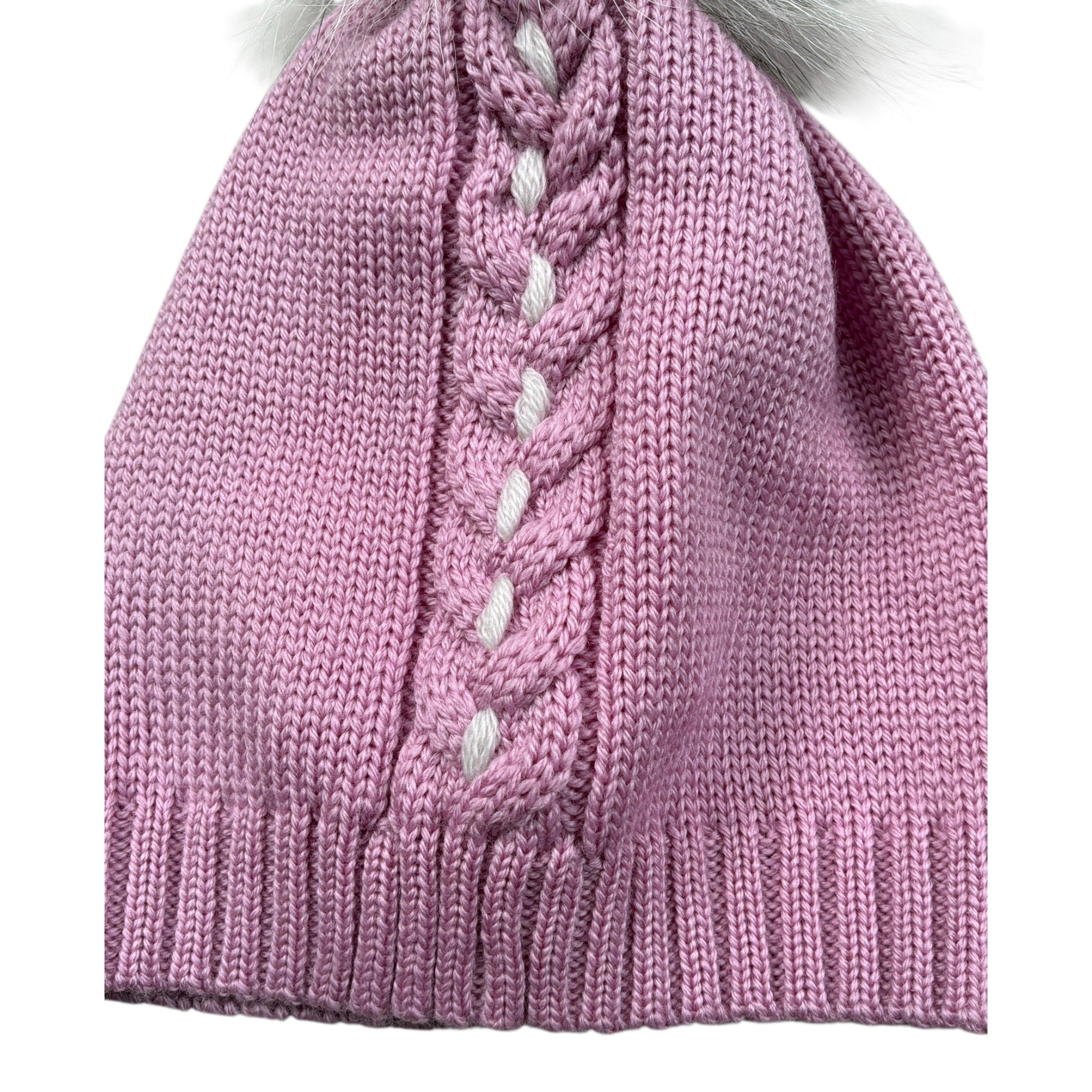 I Delfi Cappello tinta unita con Pon Pon Rosa per Neonata 24A4064 ROSA I DELFI 