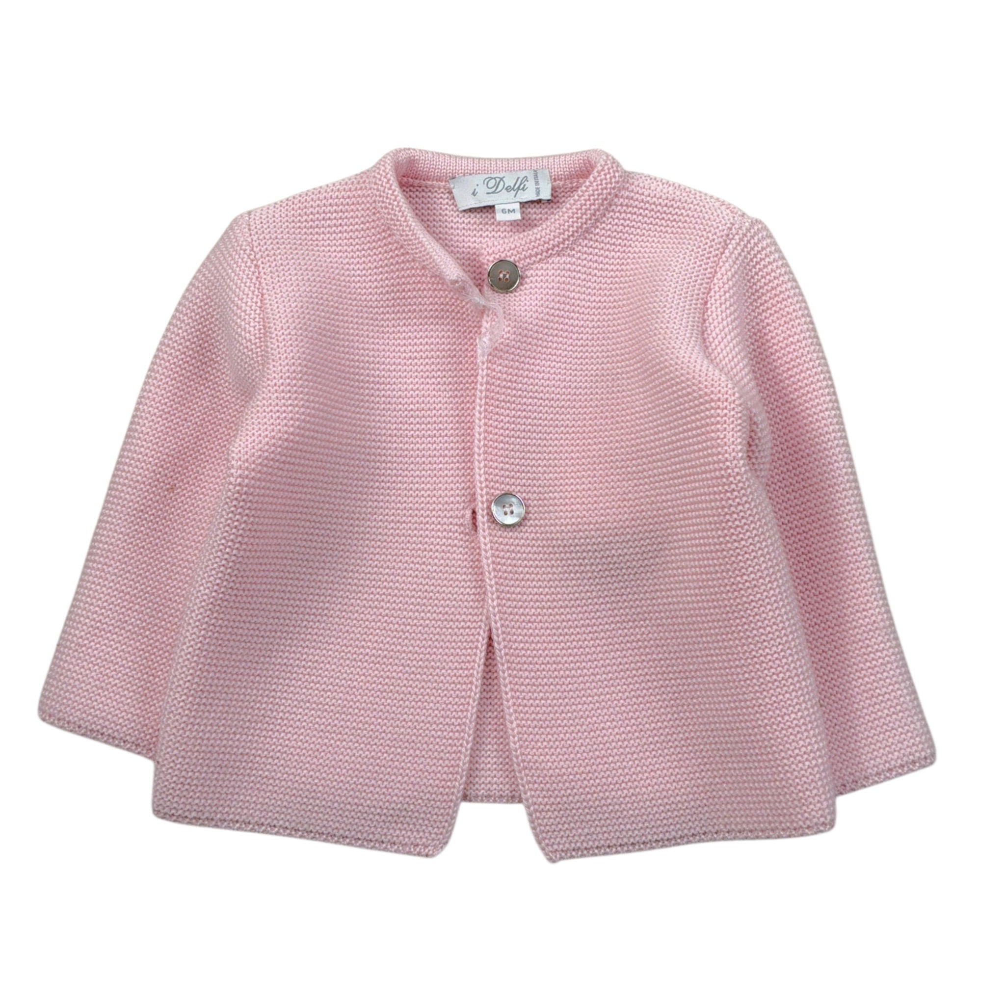 I Delfi Cardigan tinta unita con Bottoni Rosa per Neonata 25A6022 ROSA I DELFI 