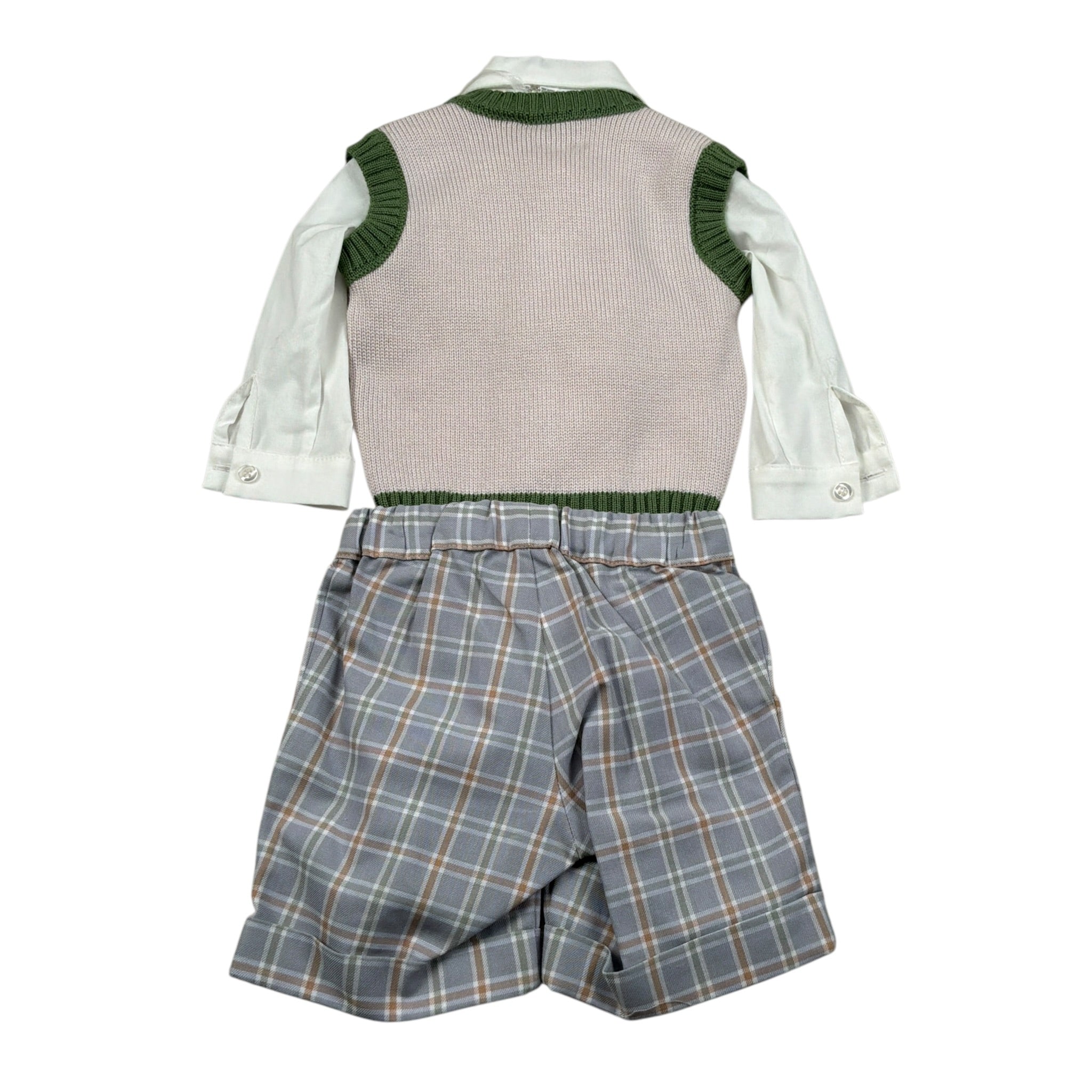 I Delfi Completo 4 Pezzi Gilet-Camicia-Bermuda-Papillon Beige per Neonato 25A6359 BEIGE I DELFI 