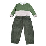I Delfi Completo 3 Pezzi Maglia-Camicia-Pantalone Verde per Neonato 25A6362B VERDE I DELFI 