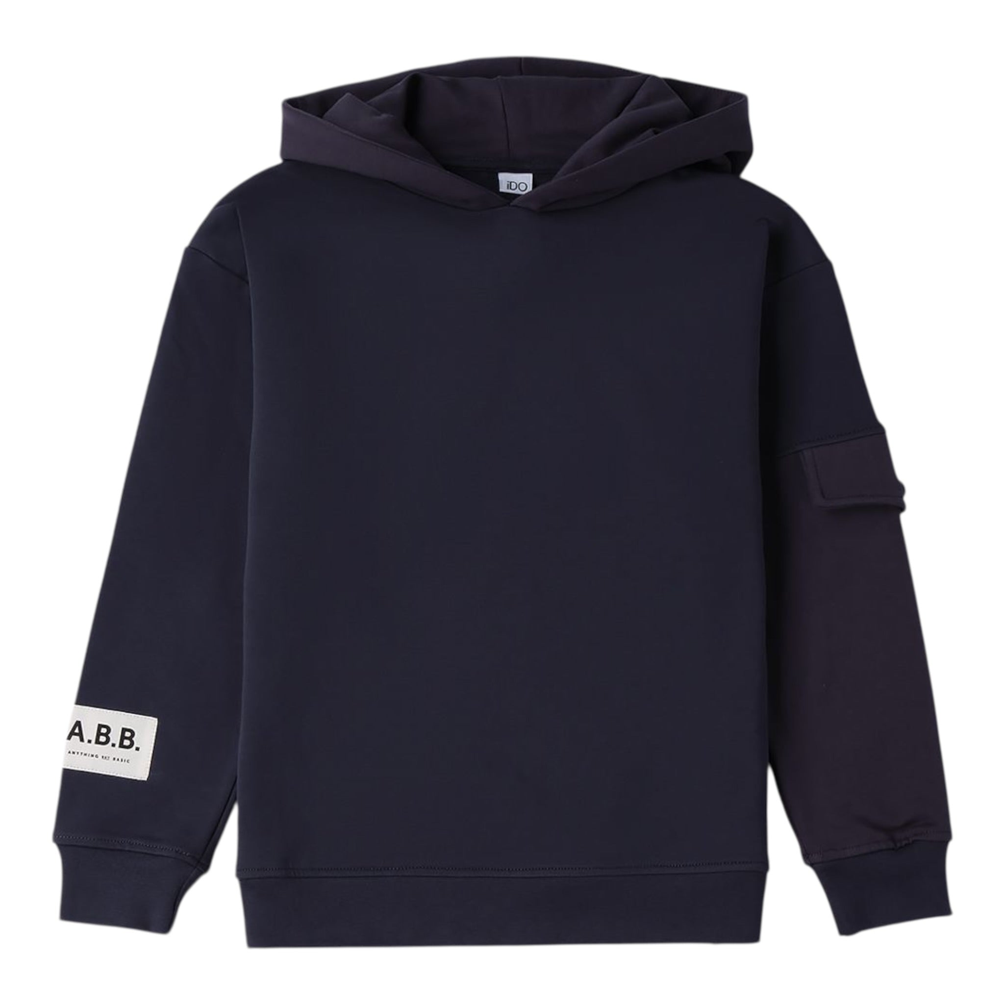 I Do Felpa tinta unita con Cappuccio Nero per Bambino 4F422 NERO I DO 