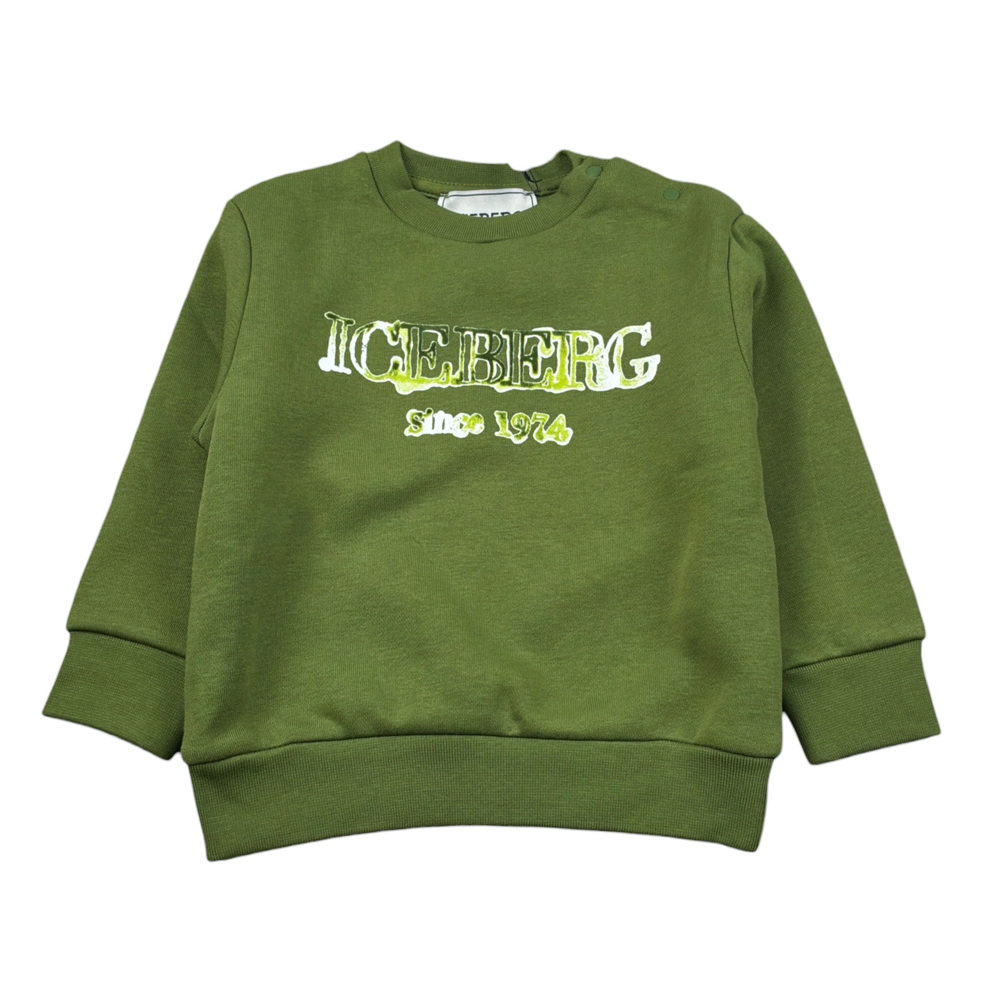 Iceberg Felpa tinta unita con Stampa Verde per Neonato MFICE6321BXX VERDE ICEBERG 