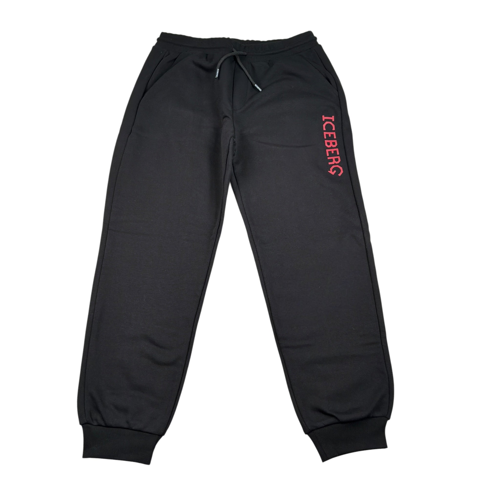 Iceberg Pantalone Tuta tinta unita con Logo Nero per Bambino PFICE6303J NERO ICEBERG 