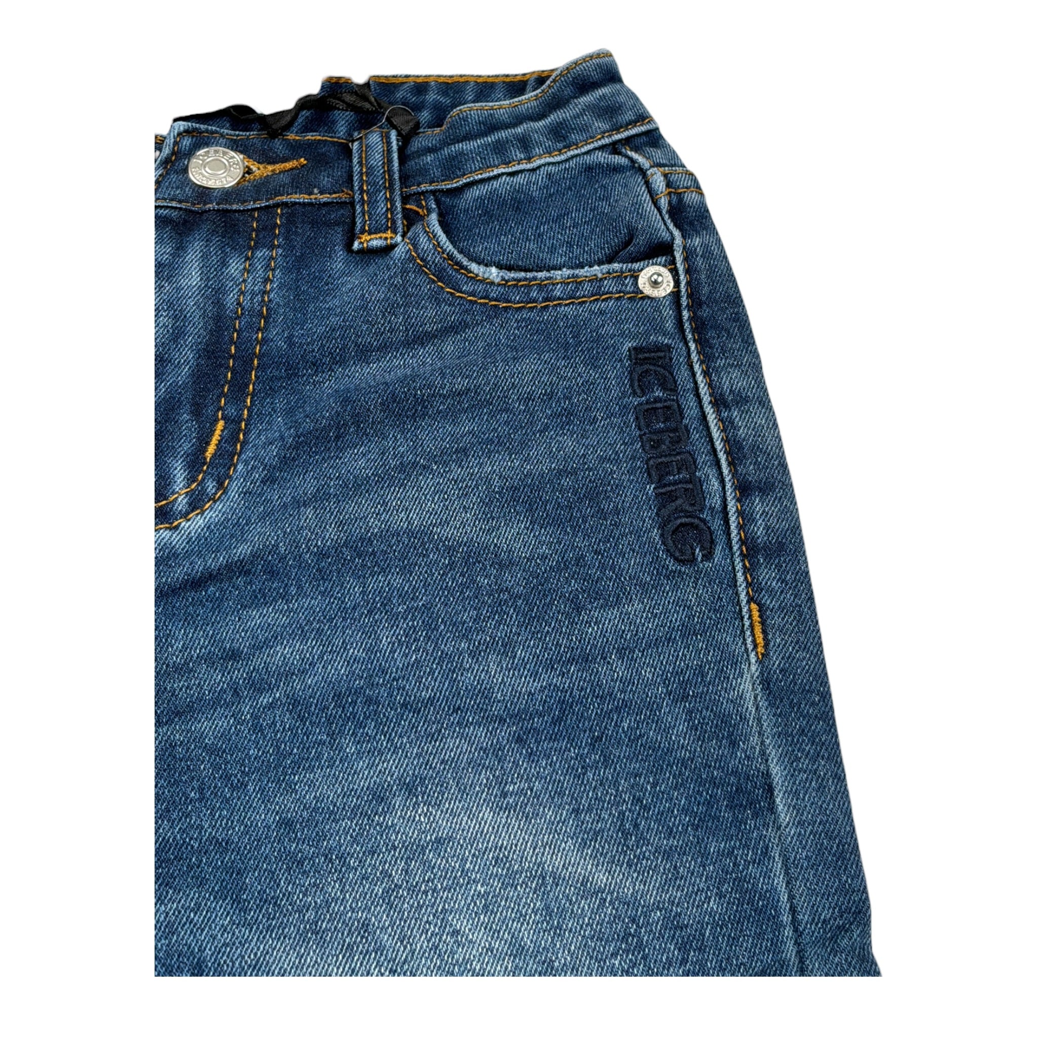 Iceberg Jeans tinta unita con Girovita Regolabile Blu per Bambino PTICE6301B BLU ICEBERG 