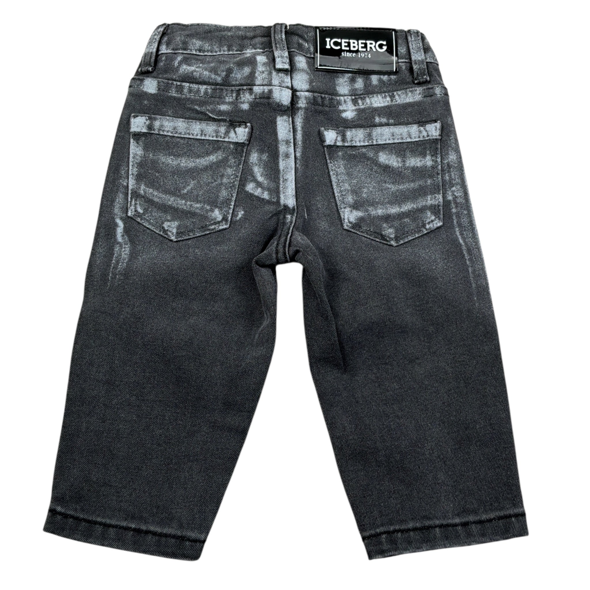 Iceberg Jeans tinta unita con Girovita Regolabile Nero per Neonato PTICE6313BX NERO ICEBERG 