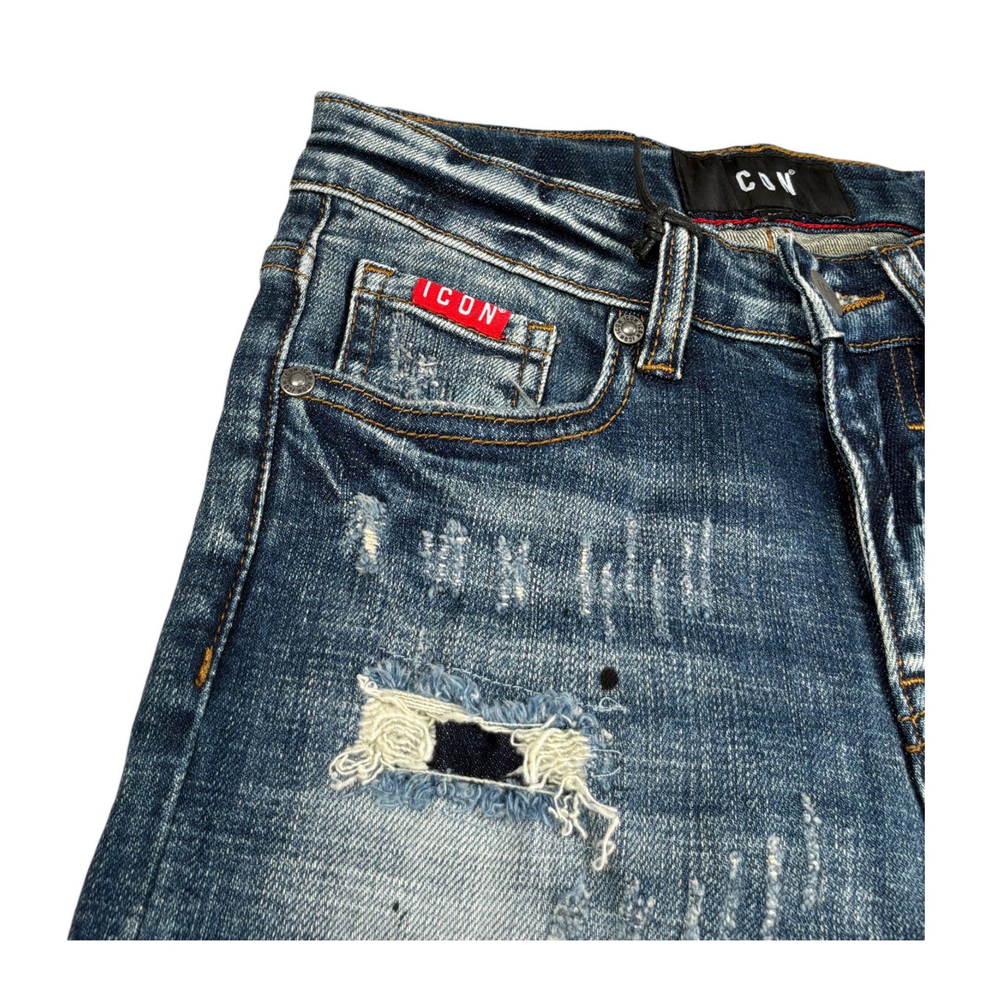 Icon Jeans tinta unita con Strappi Blu per Bambino IBDT00715X BLU ICON 