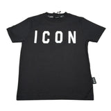 Icon T-Shirt Girocollo tinta unita con Logo Nero per Bambino IBKS00746 NERO ICON 