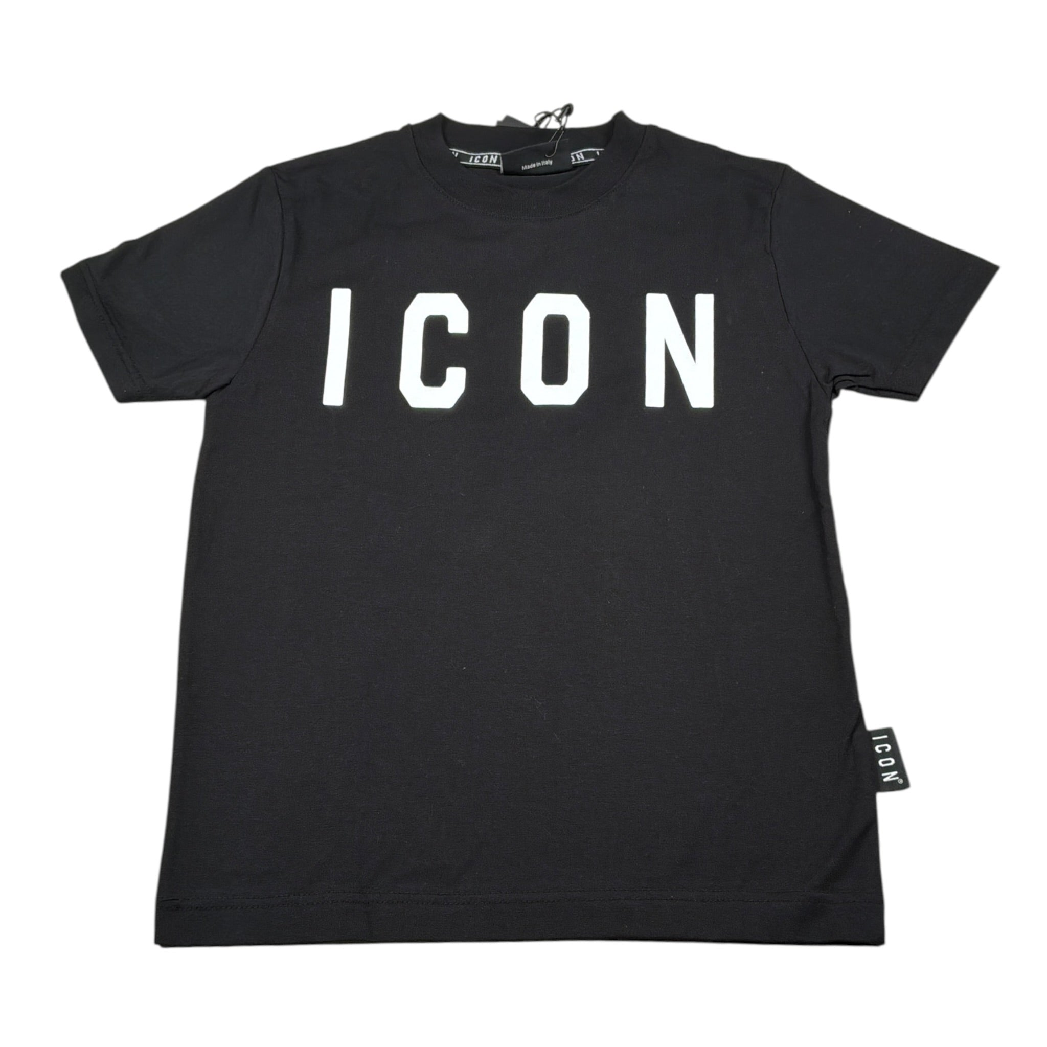 Icon T-Shirt Girocollo tinta unita con Logo Nero per Bambino IBKS00746 NERO ICON 
