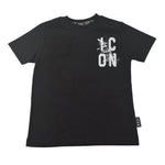 Icon T-Shirt Girocollo tinta unita con Stampe Logo Nero per Bambino IBKS00777 NERO ICON 