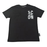 Icon T-Shirt Girocollo tinta unita con Stampe Logo Nero per Bambino IBKS00777 NERO ICON 