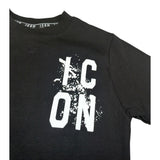 Icon T-Shirt Girocollo tinta unita con Stampe Logo Nero per Bambino IBKS00777 NERO ICON 