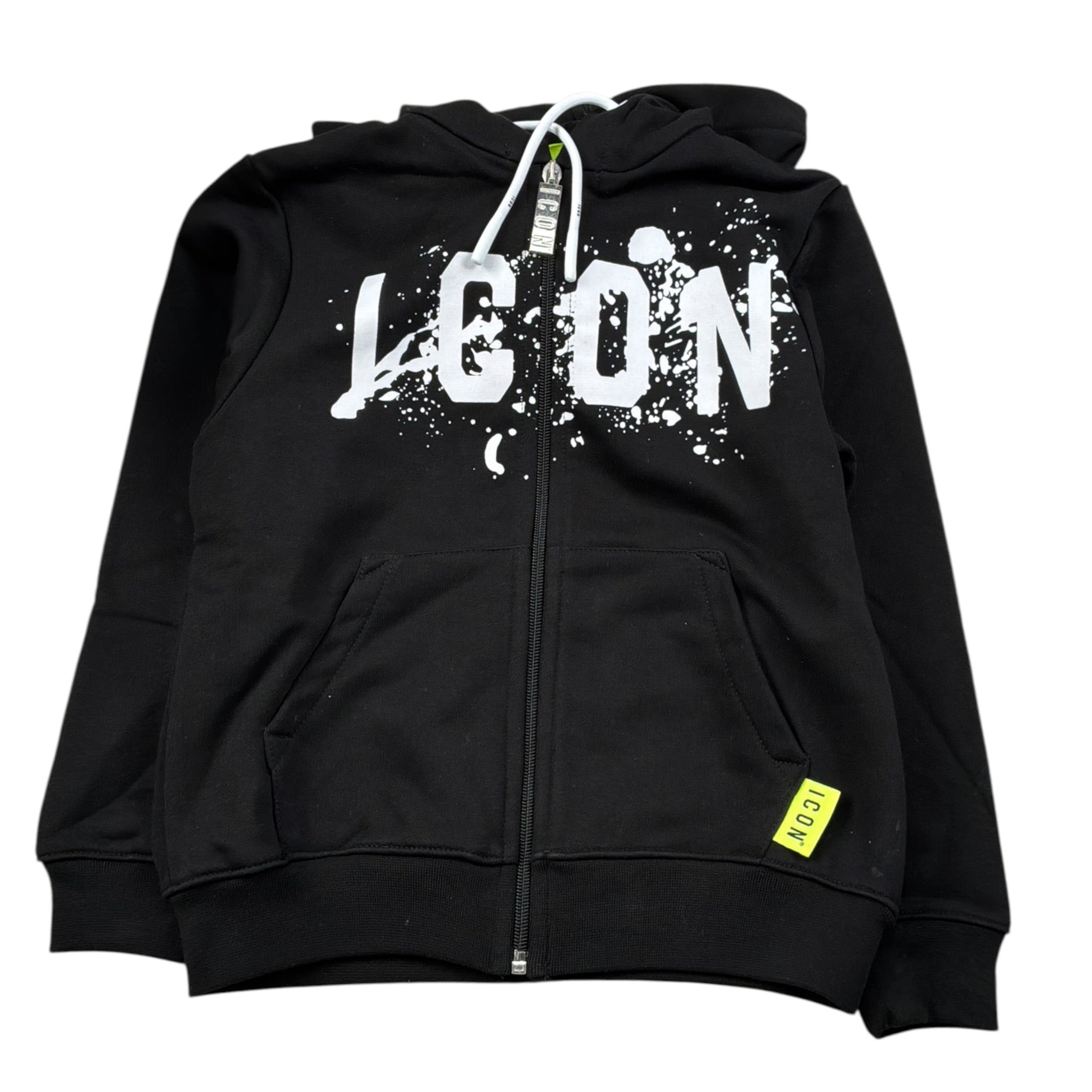 Icon Felpa tinta unita con Cappuccio E Zip Nero per Bambino IBSW00593 NERO ICON 