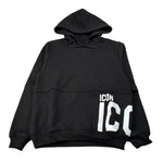 Icon Felpa con Cappuccio tinta unita con Logo Nero per Bambino IBSW00745 NERO ICON 