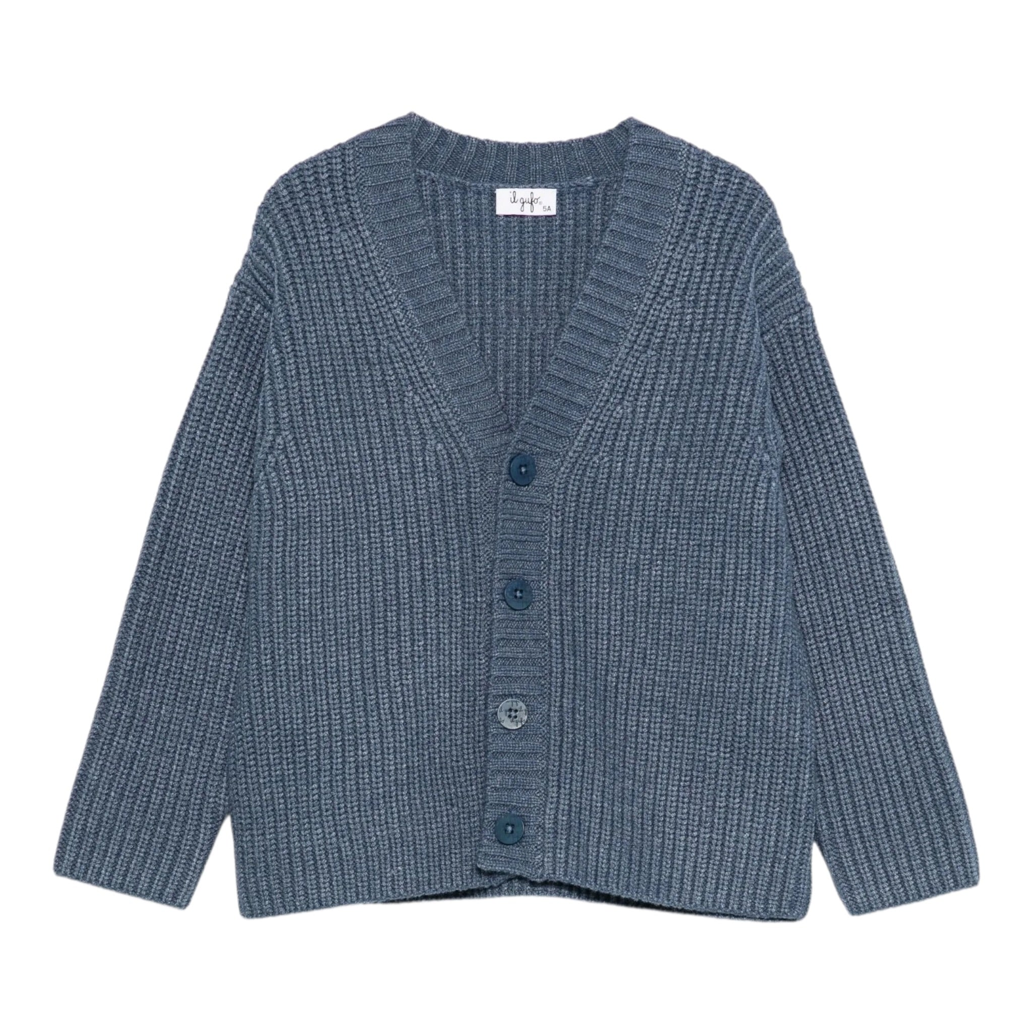 Il Gufo Cardigan tinta unita con Scollo A V Blu per Bambino A25GGF0009EM223 BLU IL GUFO 