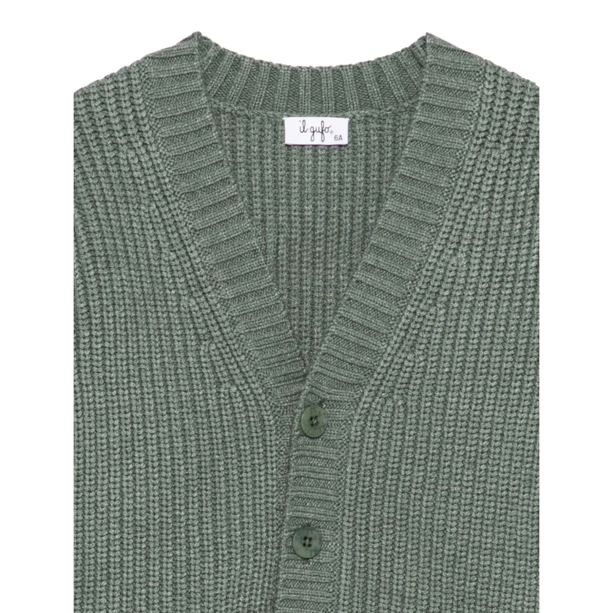 Il Gufo Cardigan tinta unita con Scollo A V Verde per Bambino A25GGF0009EM223 VERDE IL GUFO 
