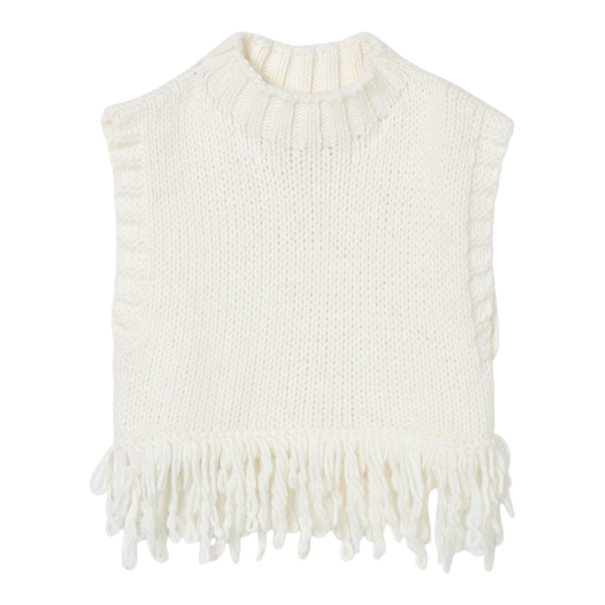 Il Gufo Gilet In Maglia tinta unita con Frange Bianco per Bambina A25GGL0001EM913 BIANCO IL GUFO 
