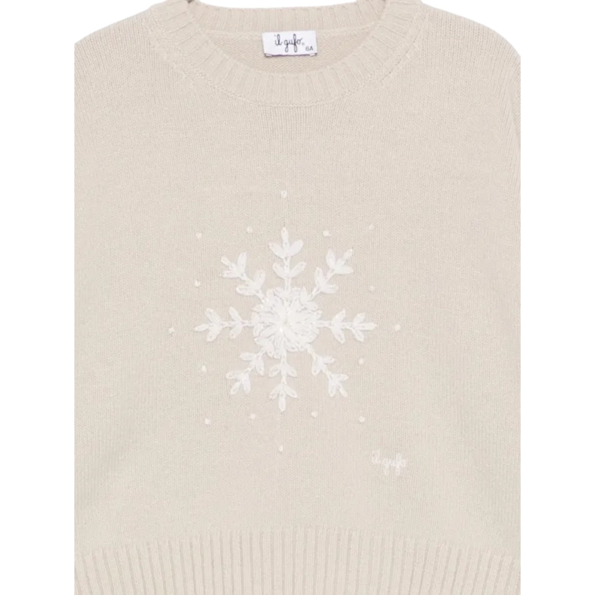Il Gufo Maglia tinta unita con Stampa Beige per Neonata A25GMA0006EM220 BEIGE IL GUFO 