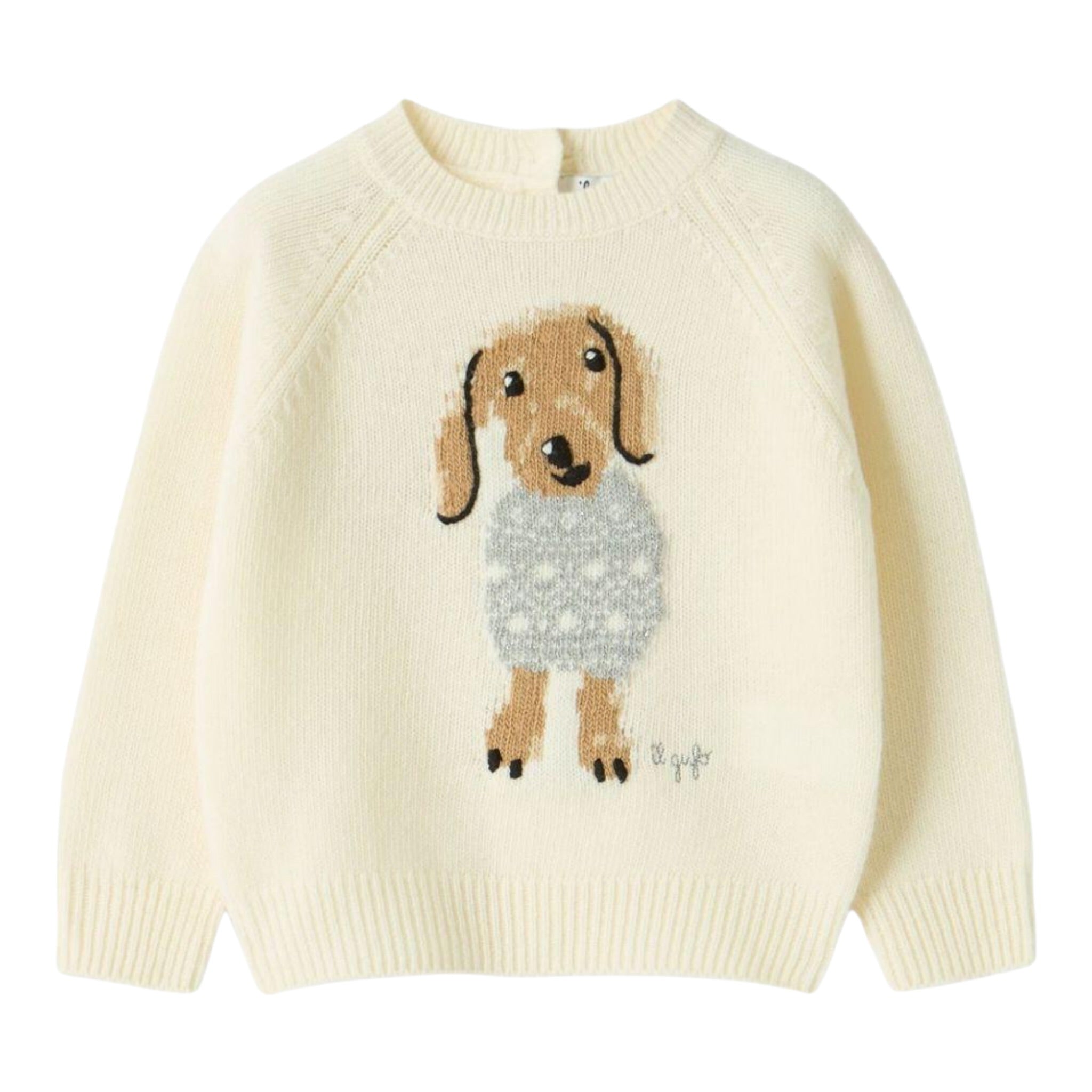 Il Gufo Maglia Girocollo Tinta Nita con Ricamo Panna per Neonato A25GMA0008EM220X PANNA IL GUFO 