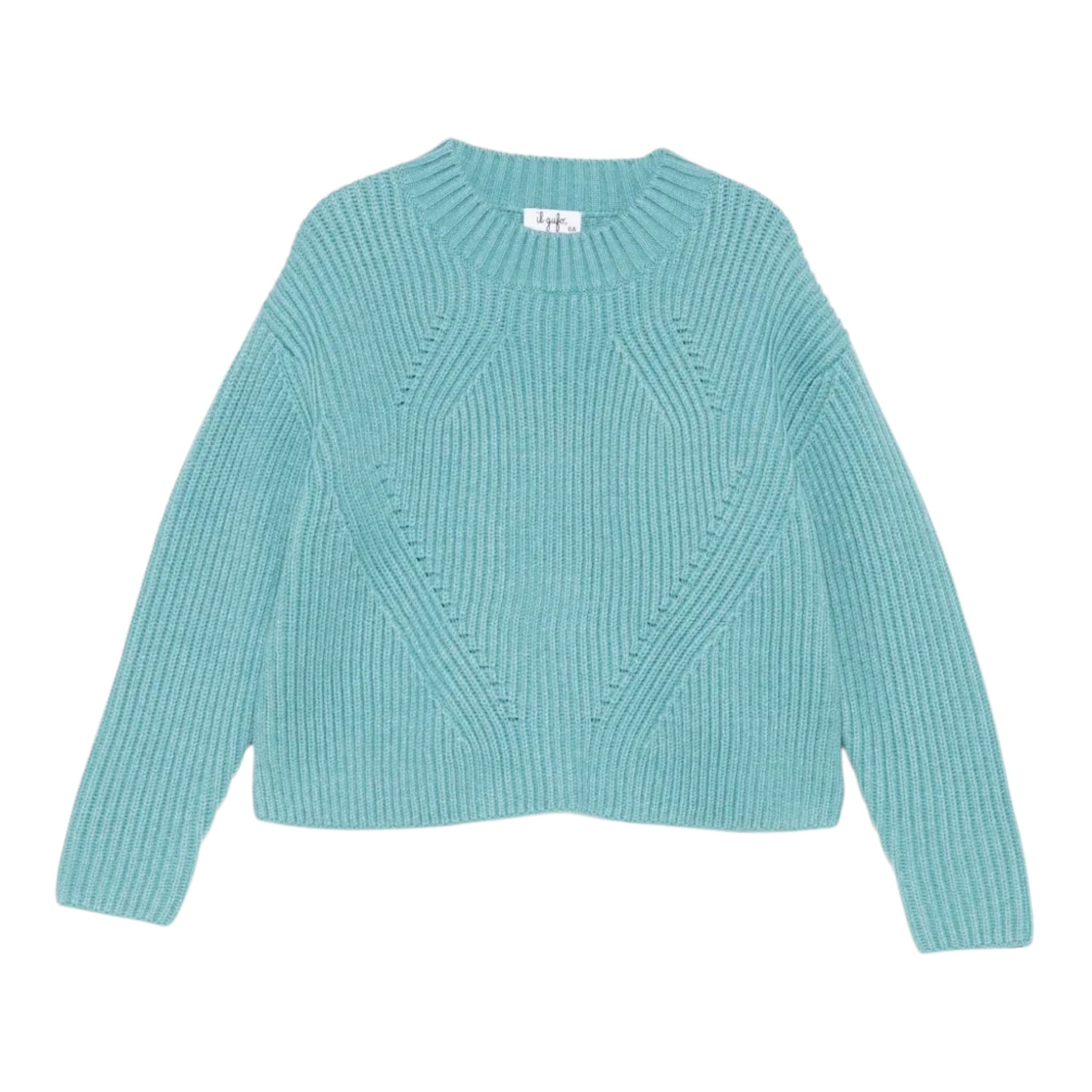 Il Gufo Maglia Girocollo tinta unita Azzurro per Neonata A25GMA0010EM223 AZZURRO IL GUFO 