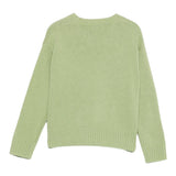 Il Gufo Maglia tinta unita con Fantasia Verde per Bambina A25GMA0028EM220 VERDE IL GUFO 