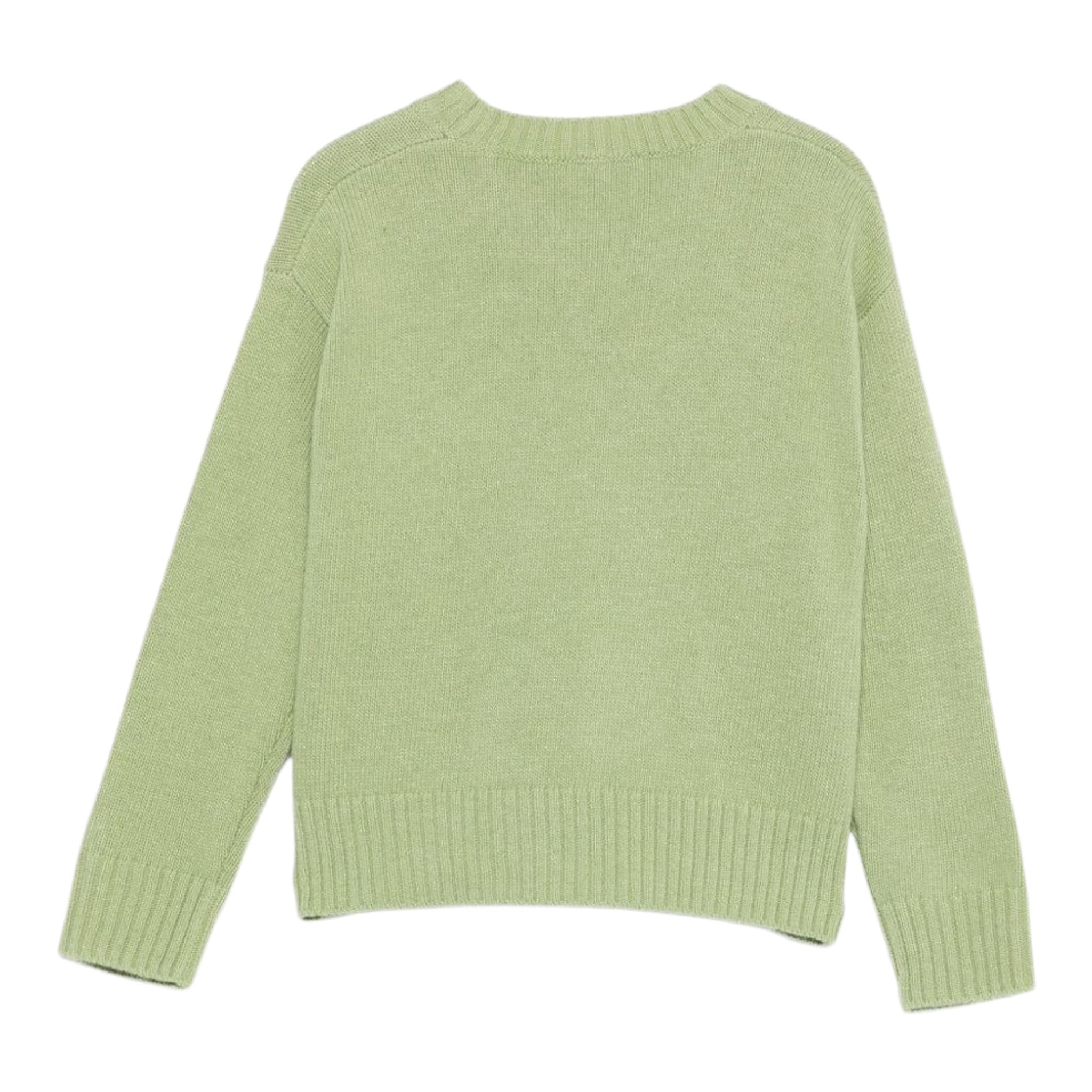 Il Gufo Maglia tinta unita con Fantasia Verde per Bambina A25GMA0028EM220 VERDE IL GUFO 